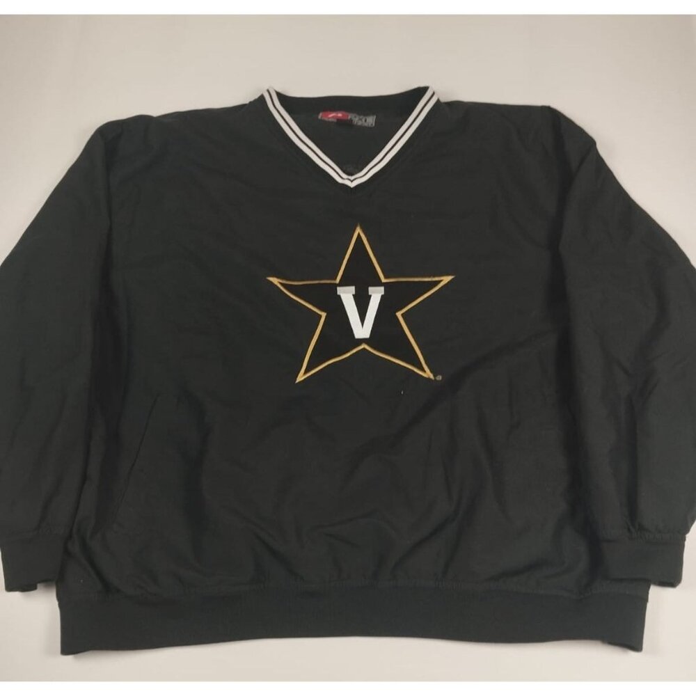 Pro Player Vanderbilt Commodores Men Size 2XL Black V-Neck Windbreaker Pullover